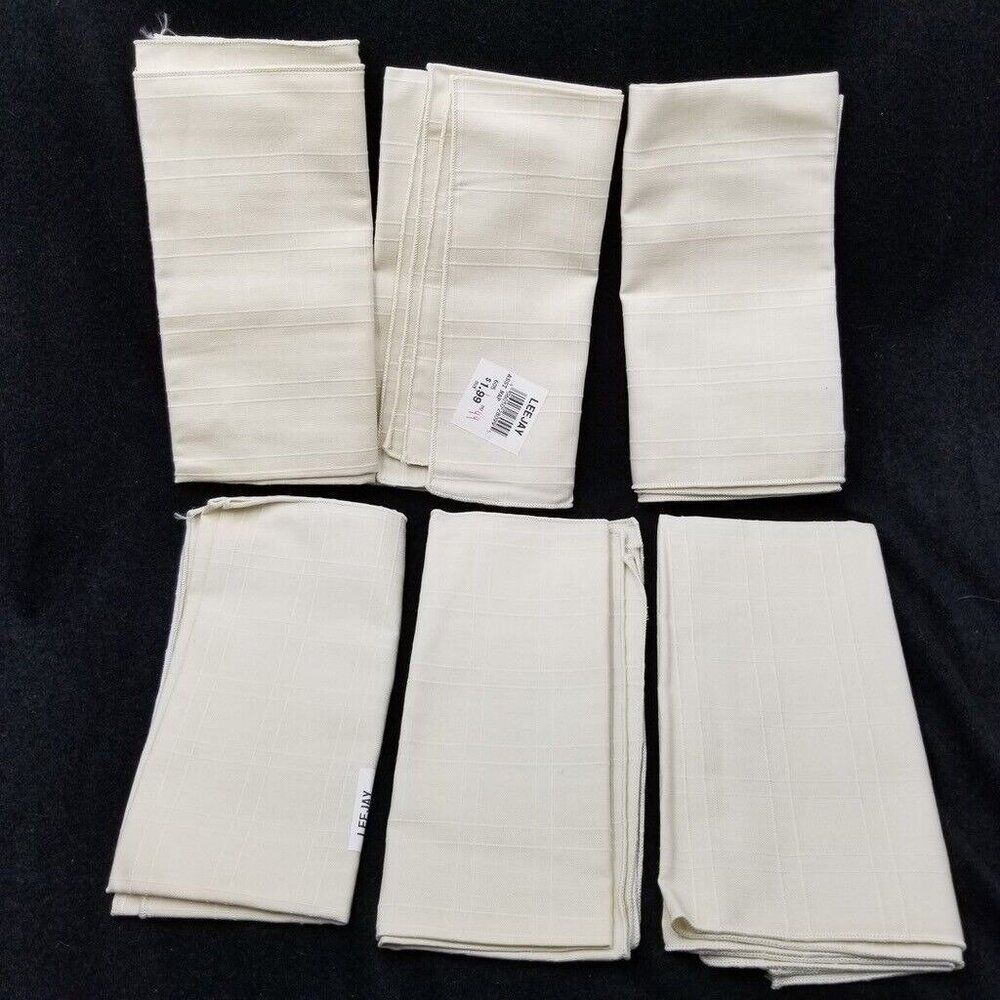 Vintage Lee Jay Beige Linen Napkins Embossed Lines New Lot 6